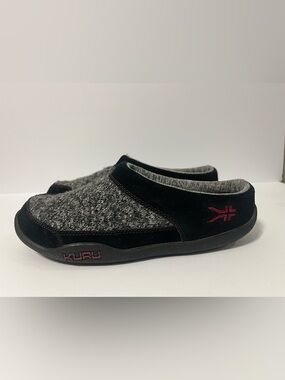 KURU Women's Draft Black Mesh Knit Slip On Clog Mule Comfort Slippers Sz 9.5